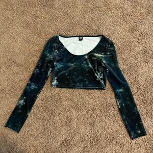Urban Outfitters Tie-Dye Long Sleeve Top - Black and green